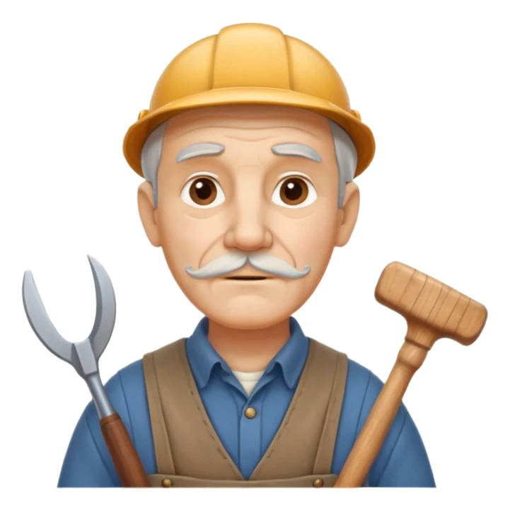 old master carpenter portrait, head and shoulders only, vintage clothing collar, wooden tool handle visible, wise expression, timeless craftsman vibe, 3D cartoon, mobile game icon style, clean background, no text, no watermark
 sticker