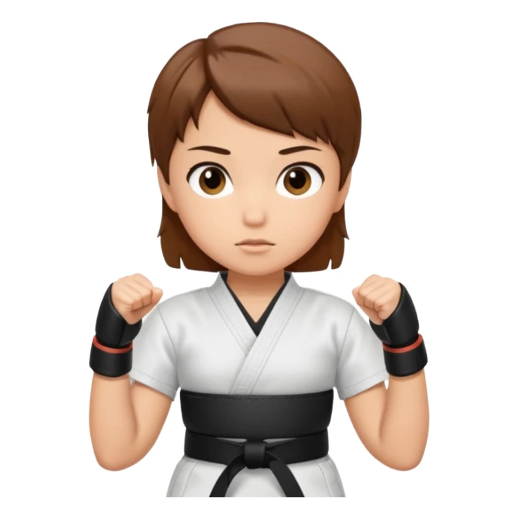 karate girl with black belt and brown short hair sticker