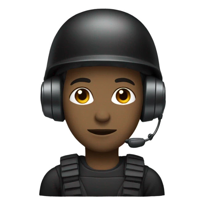 operator dressed in black with a milatary helmet, without glasses, wearing a headset, preferably male sticker