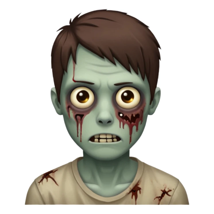 zombie, emo guy, with dark circles under his eyes and brown hair sticker