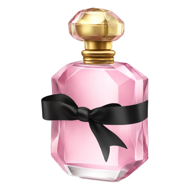 light pink crystal perfume bottle with black ribbon display sticker