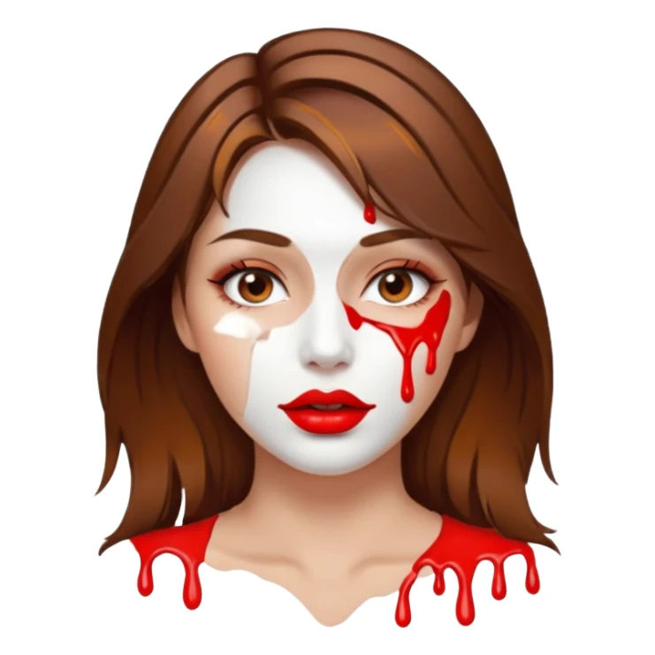 Brown Hair Woman , white paint , drip, face, hot  Sexy, lips sticker