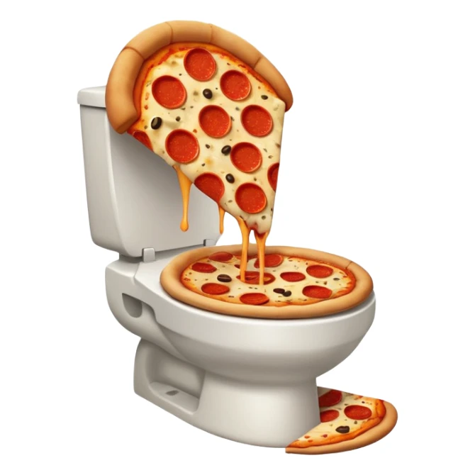 A pizza doing poop in toilet  sticker