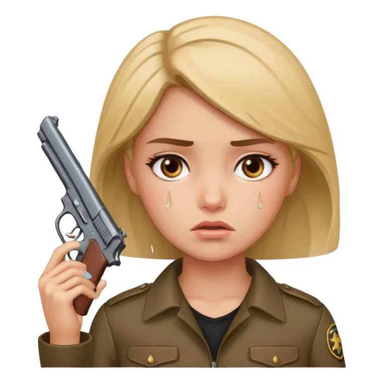 Girl holding a gun hand to head sticker