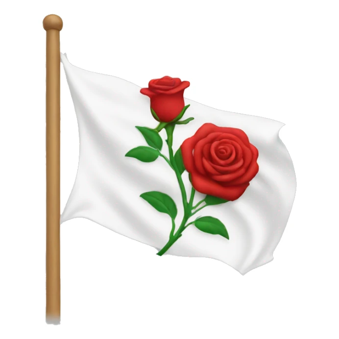 emoji white flag with red rose on the center sticker