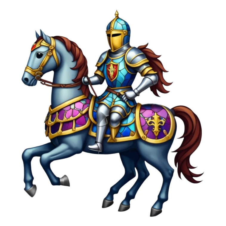 a horse knight in stained glass style sticker