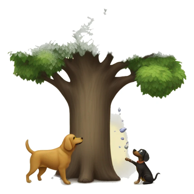 Tree releases sap onto dog.  sticker
