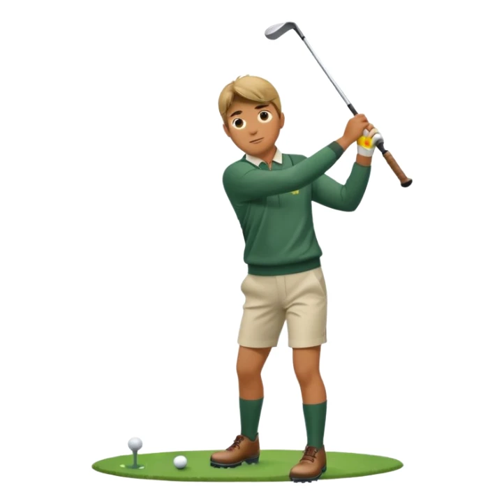 A man taking a drive off the tee in the rain wearing wellington boots  sticker