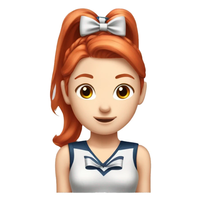 Redhead girl cheer uniform high ponytail with a  bow  sticker