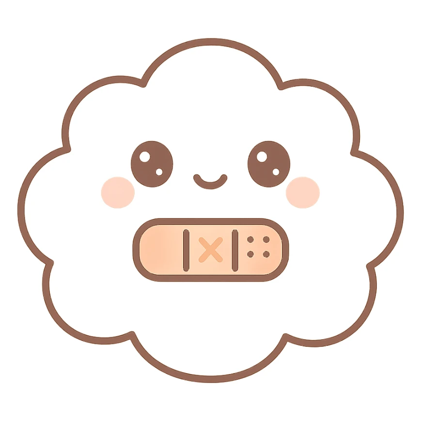 bandage, fluffy, cloud-like, puffy edges, kawaii style sticker