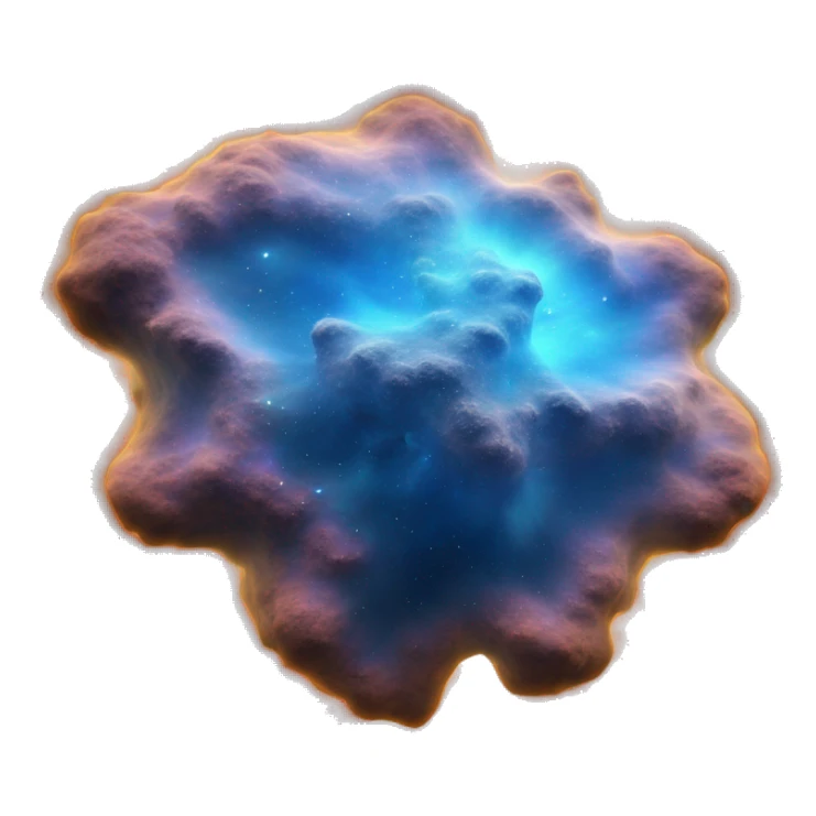 blue 3D highly detailed realistic nebula in cosmic outer space, depth of field, png cutout sticker