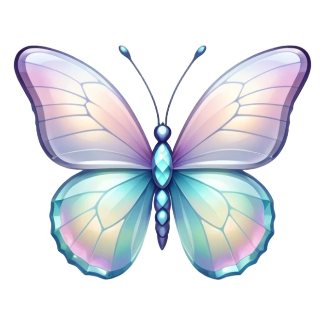 Pastel white iridescent glass crystal butterfly sticker