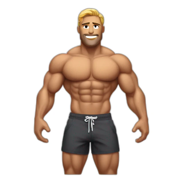 Shredded muscular manly man in swimsuit with 12 pack abs sticker