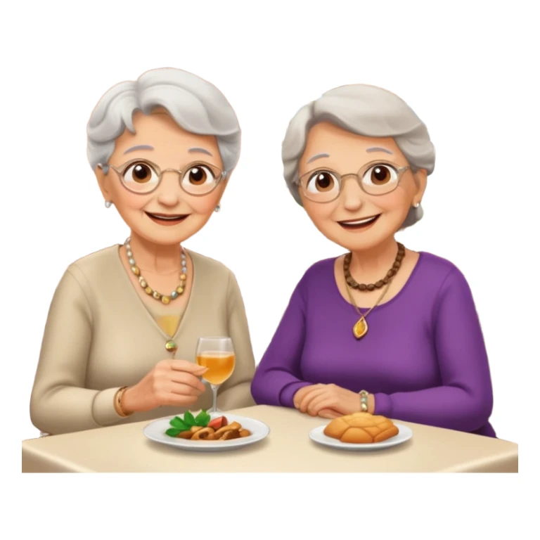 conversación dentro de un restaurant  dos personas y una de las persoans sea una abuela sticker