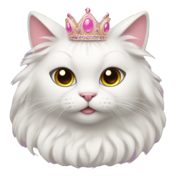 fluffy cat in a princess dress and a pink tiara sticker