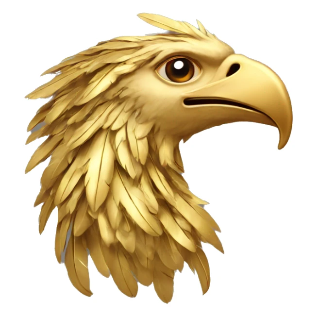 Phoenix head with gold feathers in gold color sticker