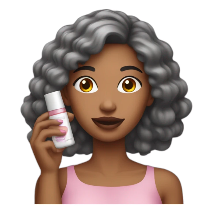 a woman with cosmetic products in her hand sticker