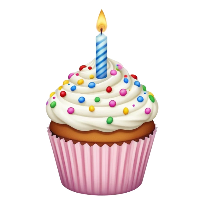 birthday cake icon but cup cake one candle sticker