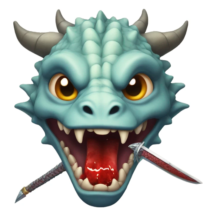 Mythical dragon with bloody sword in mouth  sticker