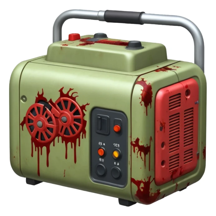 A generator for making electricity, covered in zombie guts. In a dark menacing style sticker