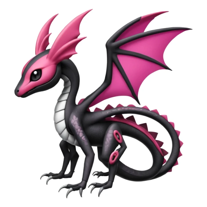 Magenta, black and white Meloetta-Flygon-Gorebyss-Salandit-Gargoyle-Pokémon-Fakémon-creature-fusion-hybrid sticker