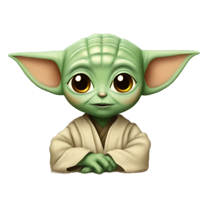 Baby Yoda with a teacher face sticker
