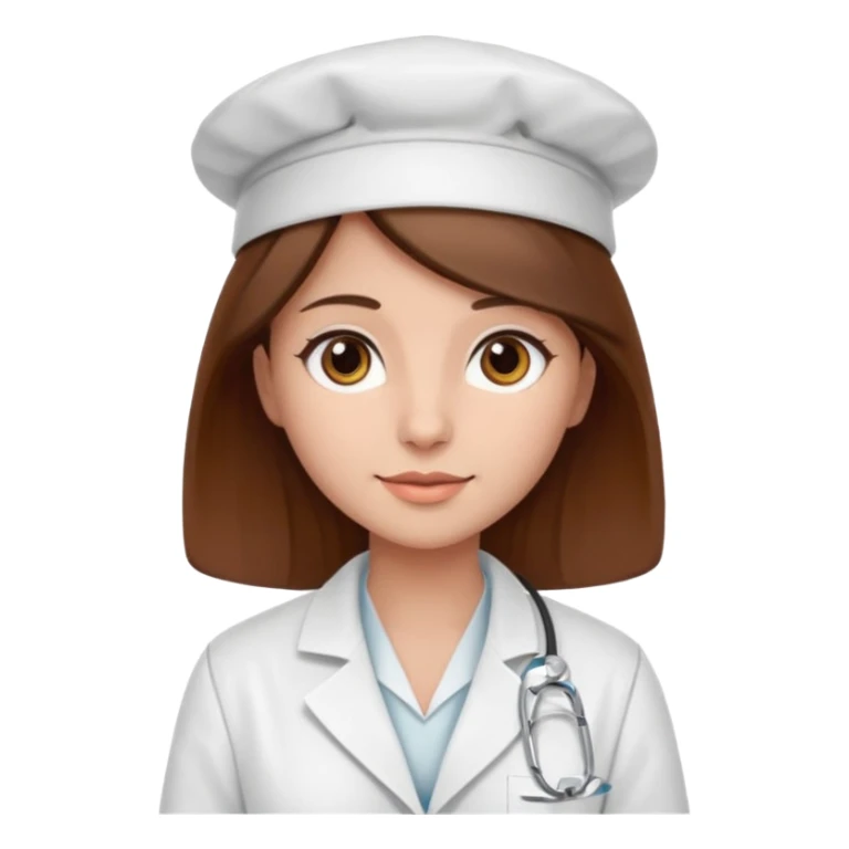 Make a pharmacy girl pretty with brown hat and eyes wearing labcoat sticker