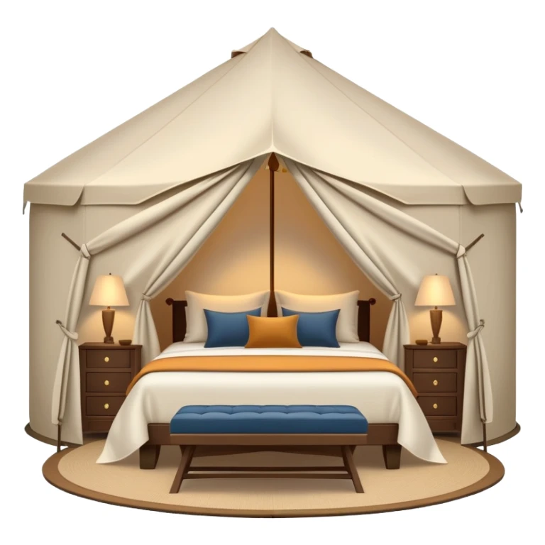 luxury glamping tent with elegant furniture and decorations sticker