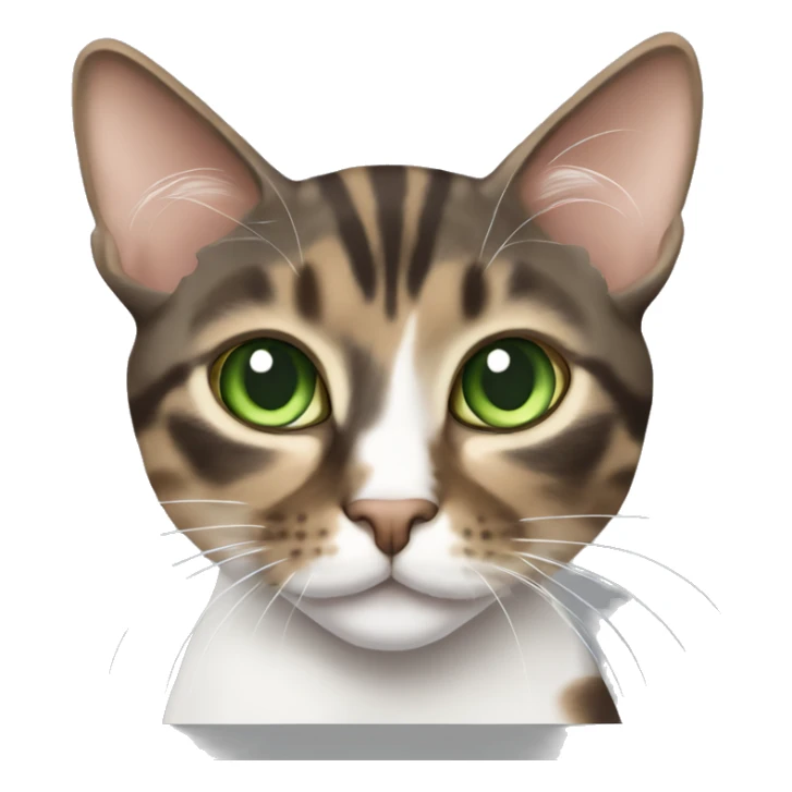 brown piebald tabby cat with green eyes sticker