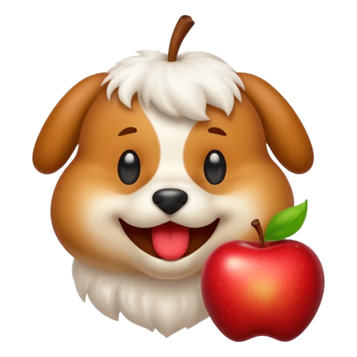 funny dog pooping apple style emoji sticker