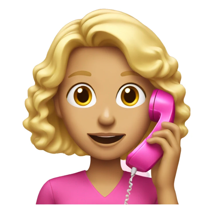 Blonde girl talking on a pink phone  sticker