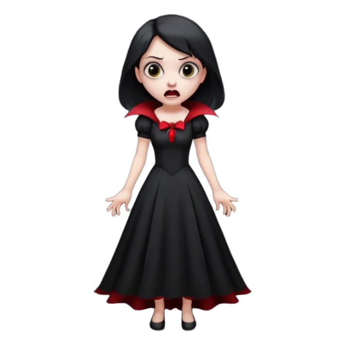 Cartoon vampire girl with a scared and shocked expression, full body  sticker