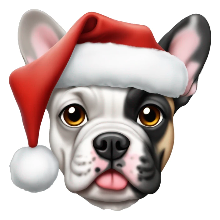 merle frenchbulldog with a christmas hat sticker