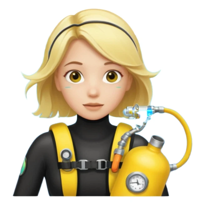 scuba diving girl blonde with yellow oxygen tank sticker