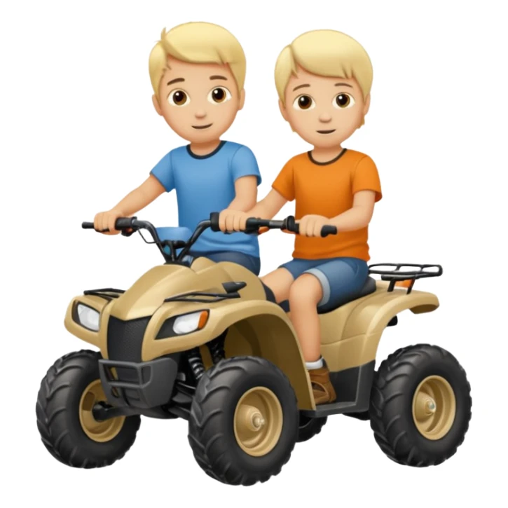 Please make 2 separate young boys both blonde riding four wheelers sticker