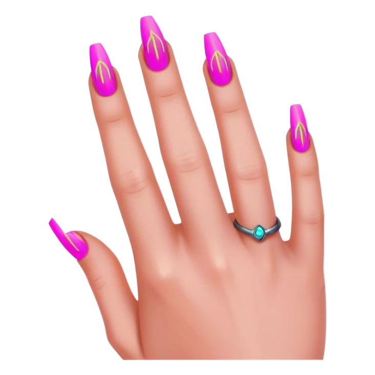 cyberpunk style neon 
manicure with long nails shows fak sticker