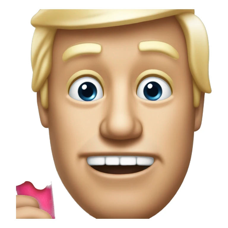A guy looking like Trump licking on a popsicle sparkling eyes Lifting his right Hand to greet others sticker