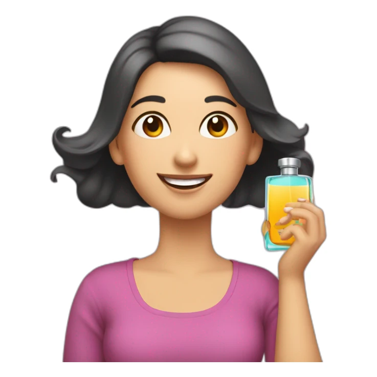 mujer feliz con perfume en las manos sticker