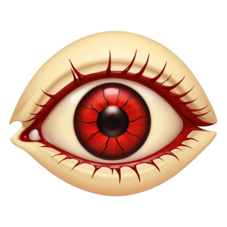 bloodshot eyes, realistic red veins, wide open, yellowish sclera sticker