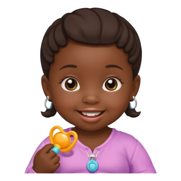 a baby girl with pacifier and dark skin sticker