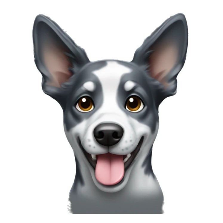 black and grey blue healer dog with its tongue out  sticker