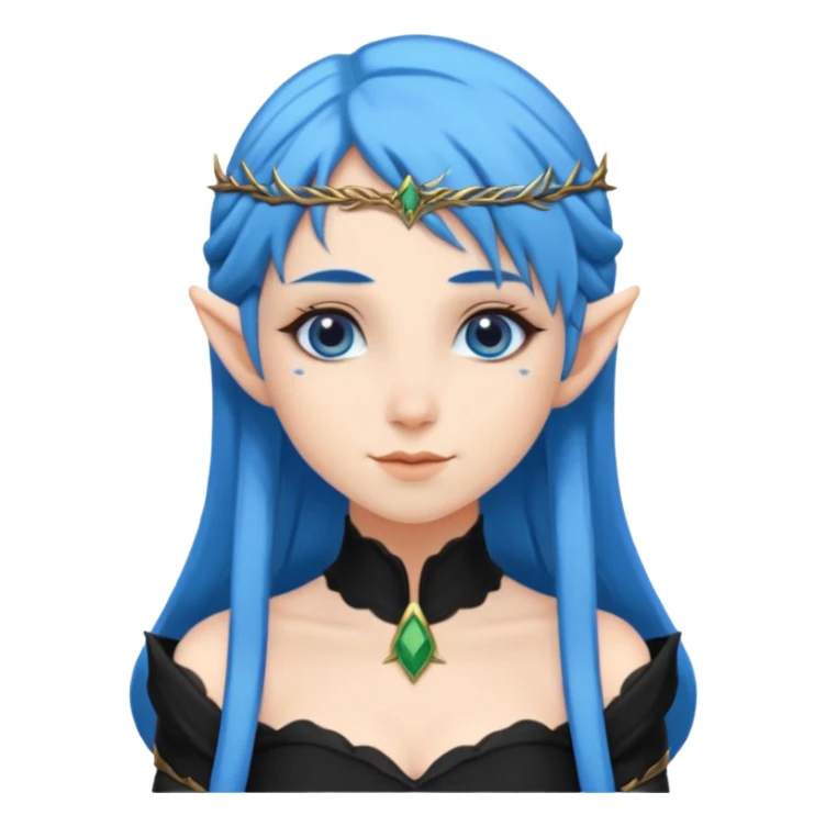 woman elves with blue hair black dress  sticker
