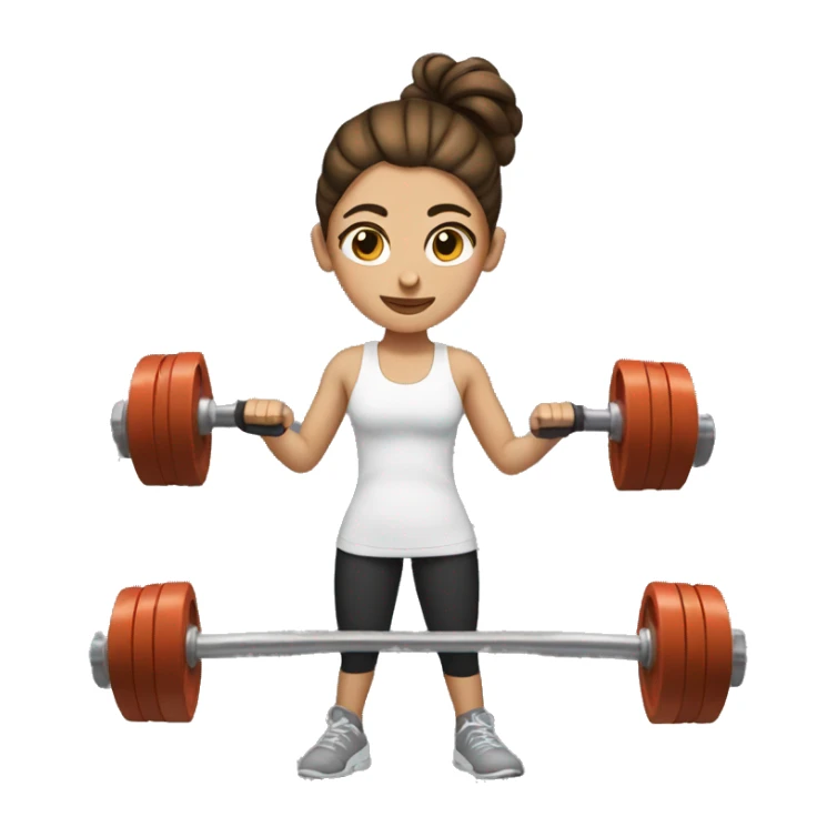 Brown haired girl with messy bun lifting dumbells sticker
