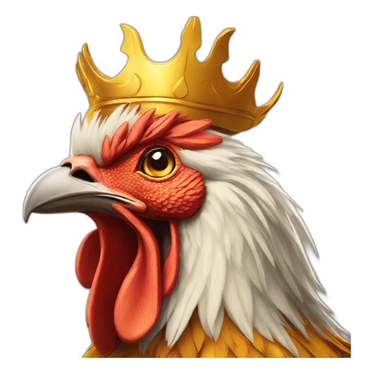proud and howling golden phoenix rooster with a crown on its head sticker