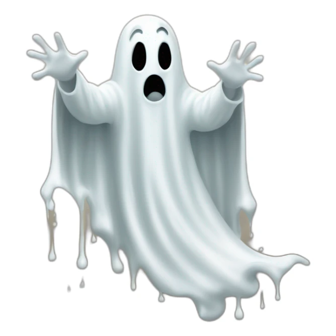 ghost appearing through a wall ejecting a spray of white milky substance forward sticker