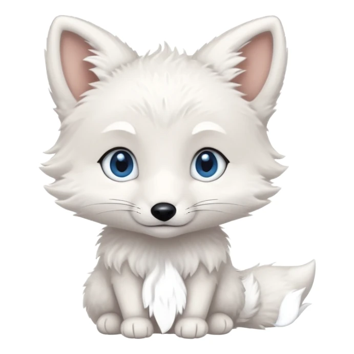a white baby fox with blue eyes emoji sticker