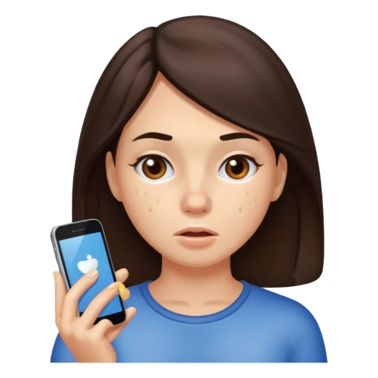 brunette woman with lots of acne sticker