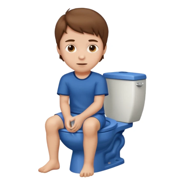 boy with brown hair sitting on toilet  sticker