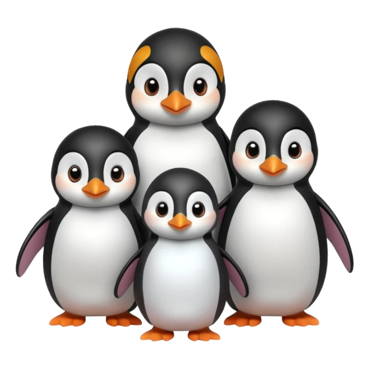 Savino the penguin,Moshi the doll and their parents sticker