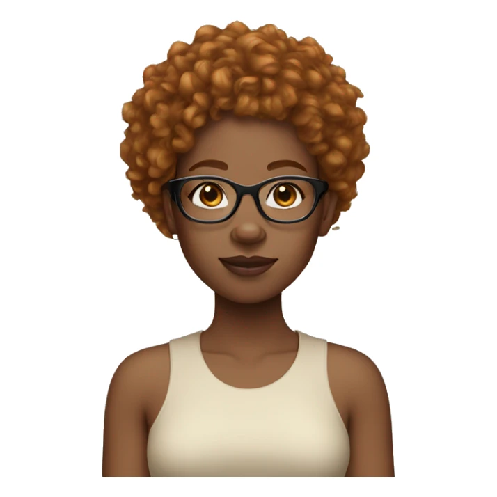 Black girl with clear glasses ginger curly hair with bangs sticker